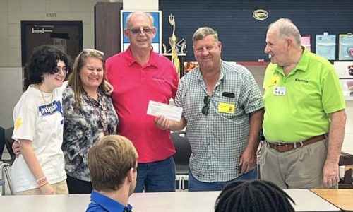 Laura Lucha; Michelle Smith; Damon Shelor, President of the Lehigh Kiwanis Club;  John Woolston, Foundation Trustee; and Jerry Liddle, Past President of the Lehigh Kiwanis Club.