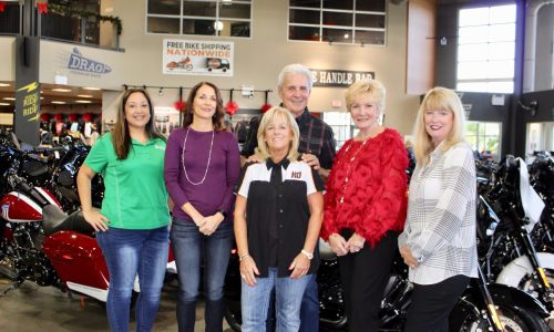 Rockstar Harley-Davidson donates $50K to support local children’s charities in SWFL that are the beneficiaries of the annual Slaw Dog golf tournament. (left to right: Stephanie Hoffman, Lisa Sands, Charlyn Veracka, David Veracka, Lee Knapp and Cecilia St. Arnold.)