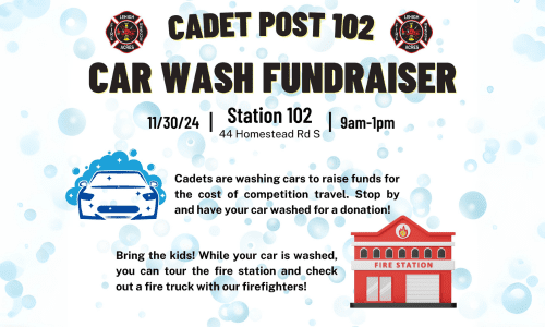 The Lehigh Acres Fire Control and Rescue District invites the public to stop by Station 102 on Saturday, November 30, for a special fundraiser hosted by our Cadet Post 102. The cadets will be wash