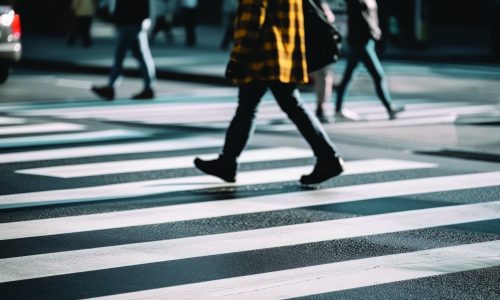 pedestrian crosses the road on a zebra generative ai.