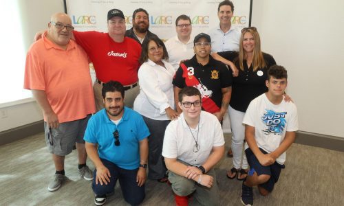 Peter Busch with Exceptional Employees Charles, Randy, Jonathan, Sam,Satise, Brandon, Shane. Employement Specialist Denia De La Cruz, Ann Walsh from Open Doors Preschool,Chris Proia